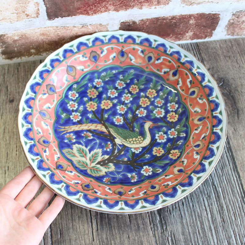 時代 ヒビ焼 水鳥紋大皿 アンティーク 送料込み250927 時代 ヒビ焼