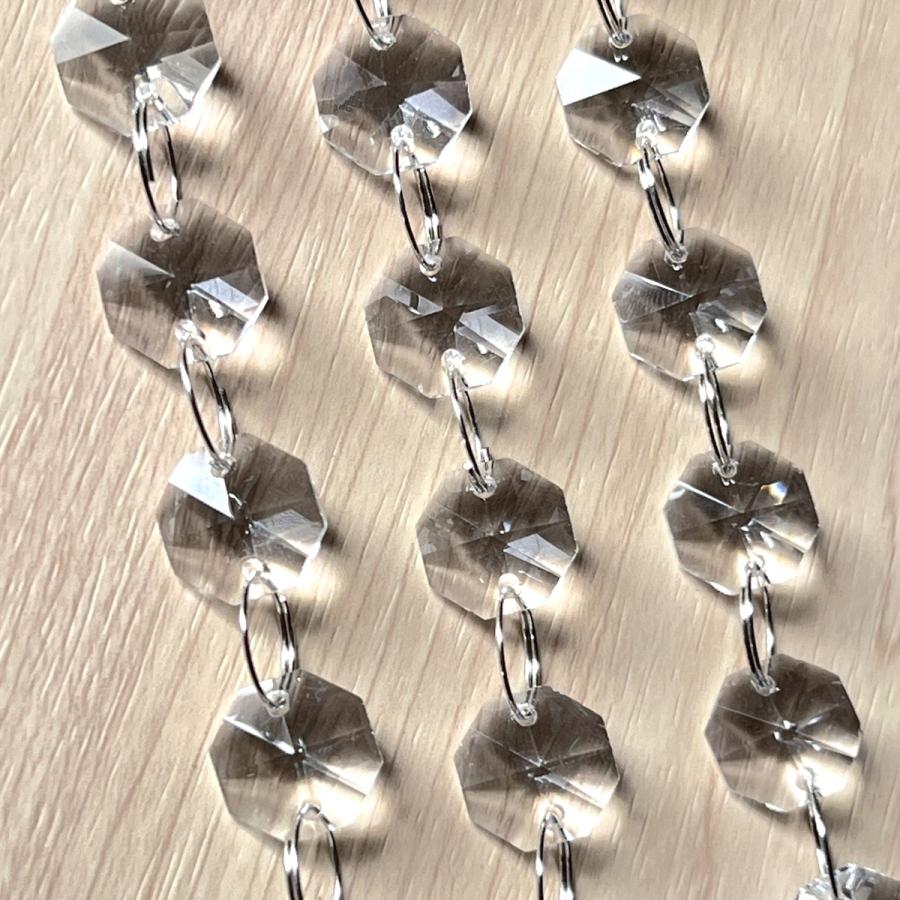 クリスタルガラス カーテン 1メートル 5本 八角珠 シルバー 丸カン