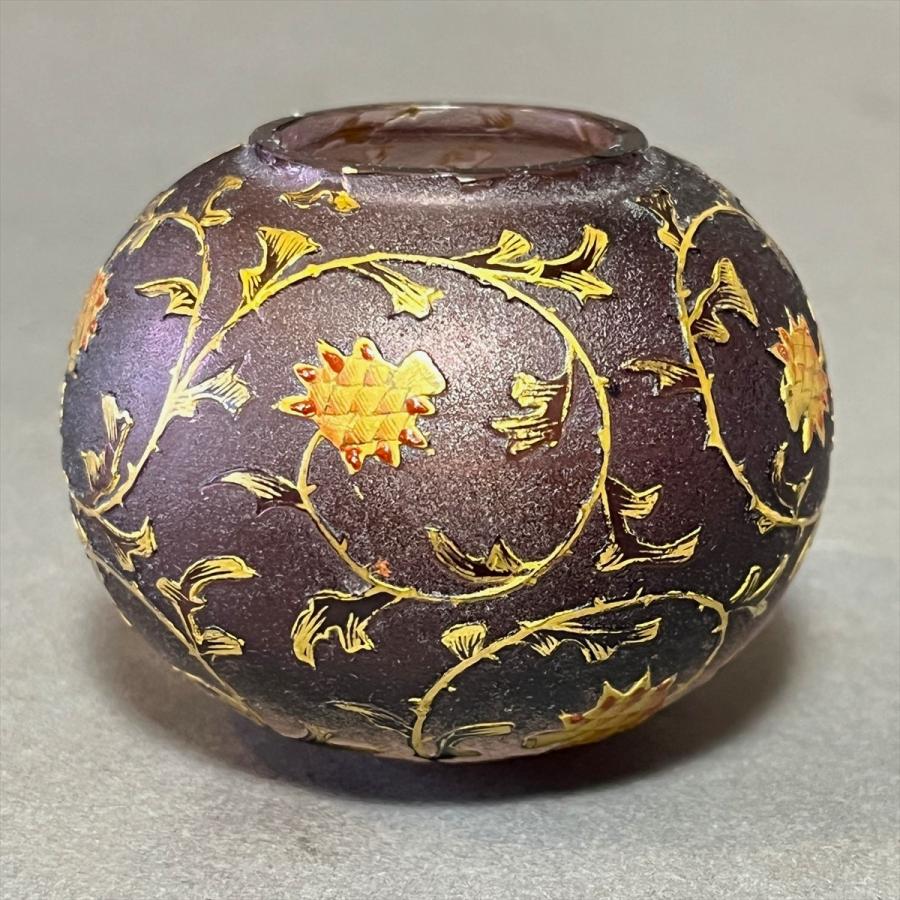 Y*E様 ドーム・ナンシー 花のデザイン ガラス花瓶 黒紫 Y*E様 ドーム