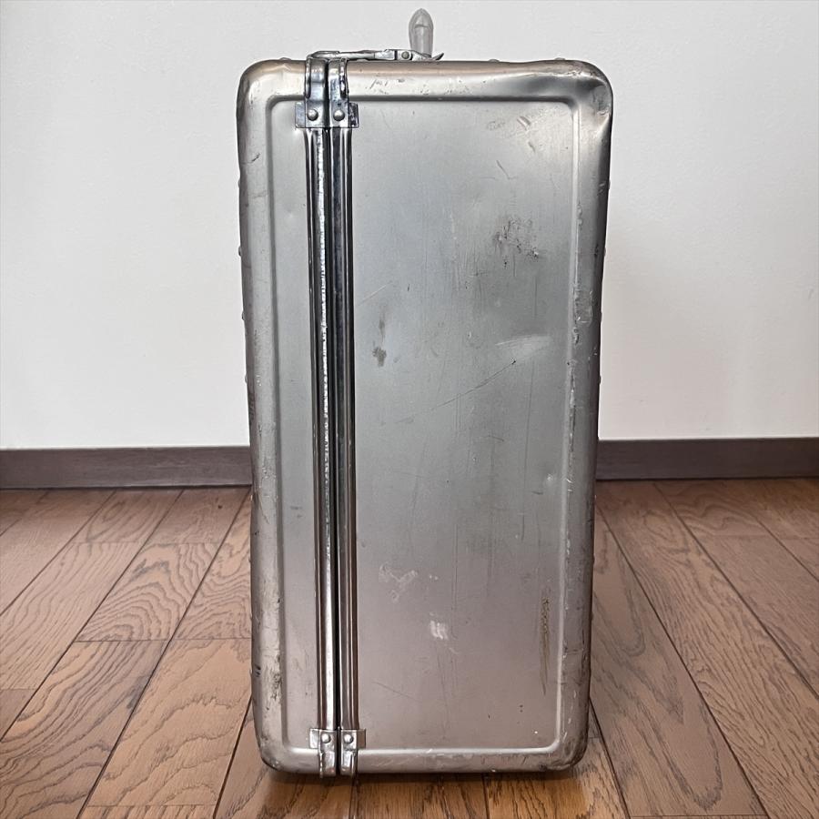 ヴィンテージ 昭和レトロ アルミトランク スーツケース カギ無 : SK