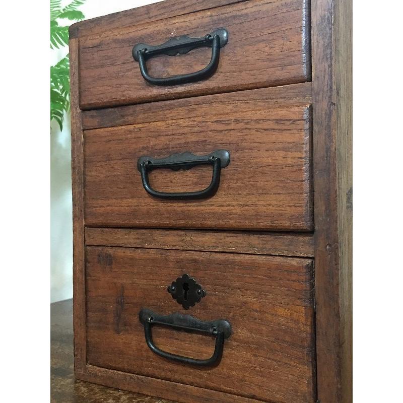 昭和 レトロ アンティーク 木製小引出 小物入 鍵付 : SK STORE - 通販