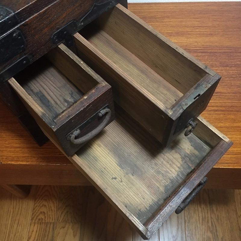アンティーク 明治時代 欅 懸硯 船箪笥 時代箪笥 小箪笥 日本製 : SK