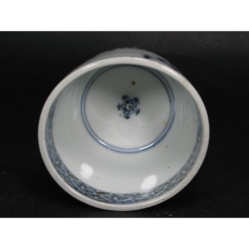 古伊万里 染付 亀甲文 見込み五弁花 蛇の目高台 蕎麦猪口 (22) : SK