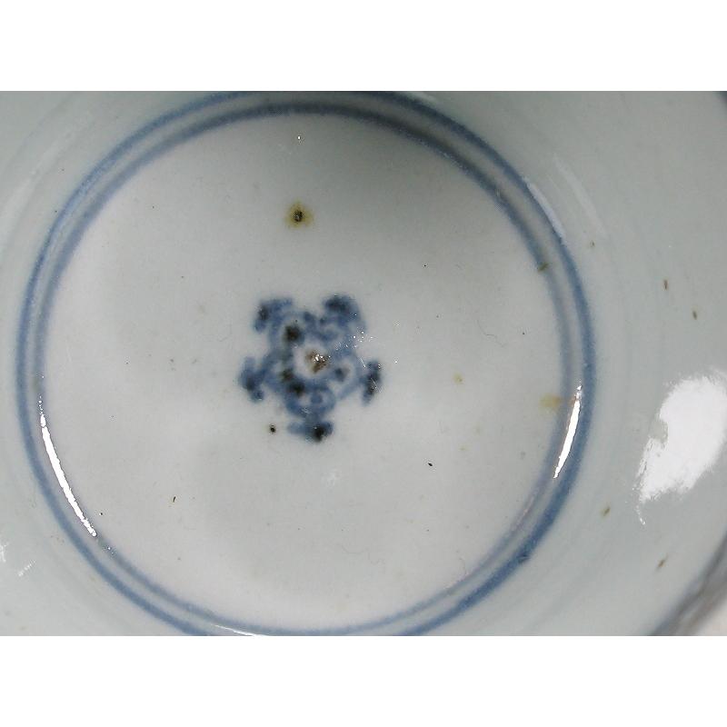 古伊万里 染付 亀甲文 見込み五弁花 蛇の目高台 蕎麦猪口 (22) : SK