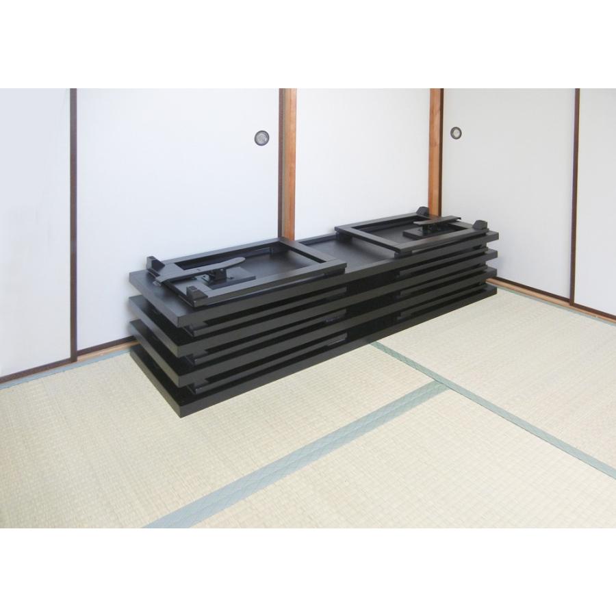 折りたたみ式黒テーブル2台セット ダイニングテーブルセット2人用 木製