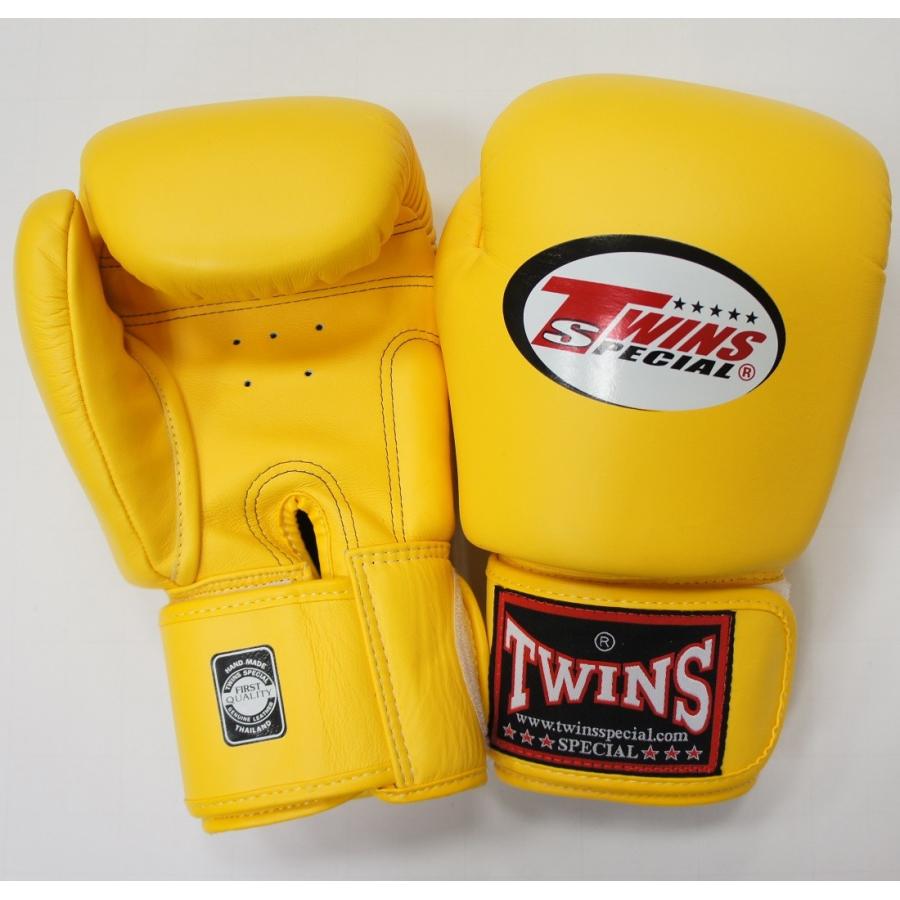 新TWINS ツインズ 本革製 キックボクシング グローブ 黄 14オンス 14oz