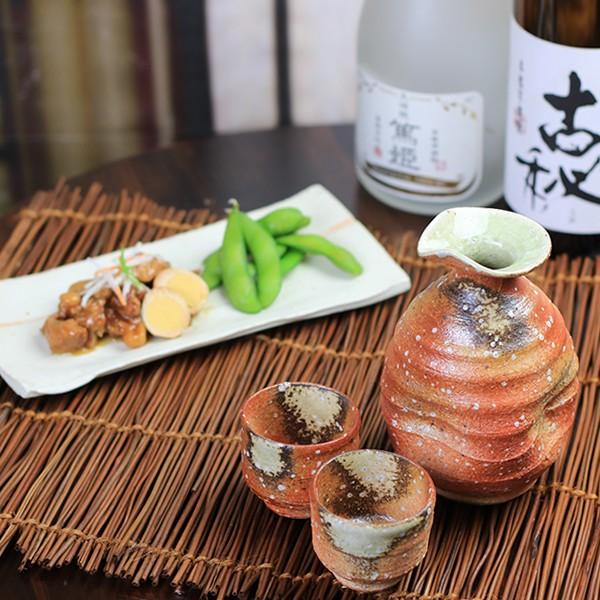 信楽焼 田舎徳利セット 熱燗 ぐい呑み 注器 冷酒器 陶器 酒器揃え 還暦