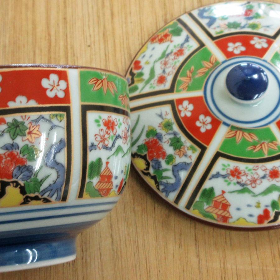 湯飲み 蓋付き湯呑み茶碗 錦間取山水 湯呑み おしゃれ 業務用 有田焼