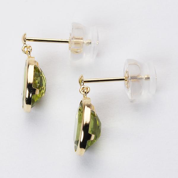 ペリドット ピアス 揺れる スタッドピアス k18 18k 18金 イエロー