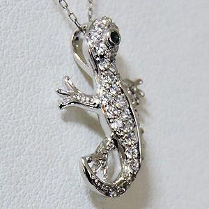 ペンダントトップ 蜥蜴 トカゲデザイン ダイヤモンド k18 ホワイト
