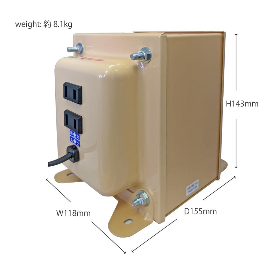 NDF-1100E 海外用 1100W 変圧器 | 入力 220V 出力 100V 降圧 トランス