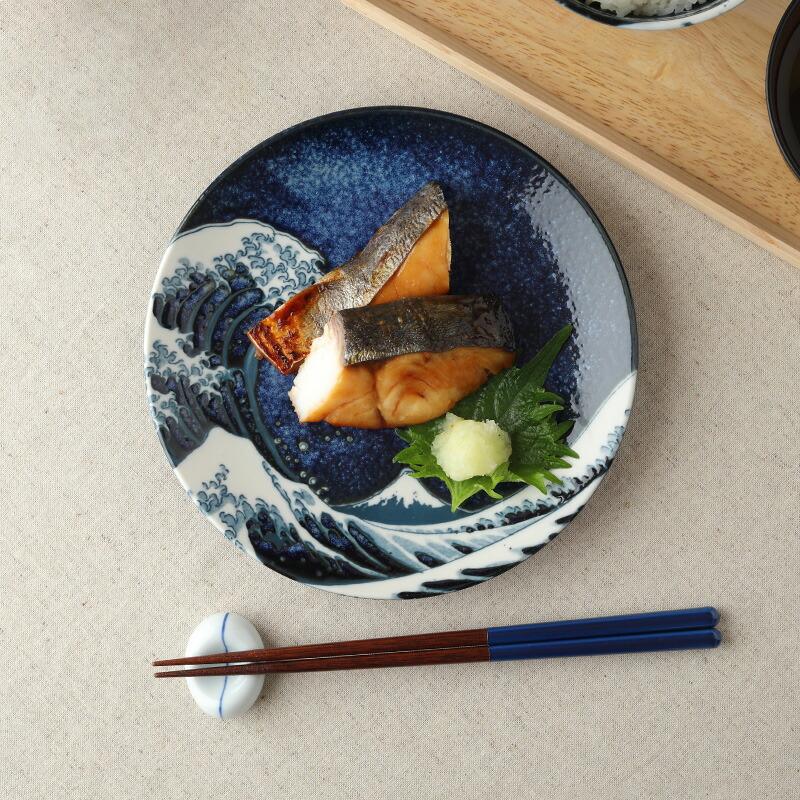 和皿 20cm 神奈川沖浪裏 北斎写 和食器 おしゃれ モダン 和モダン