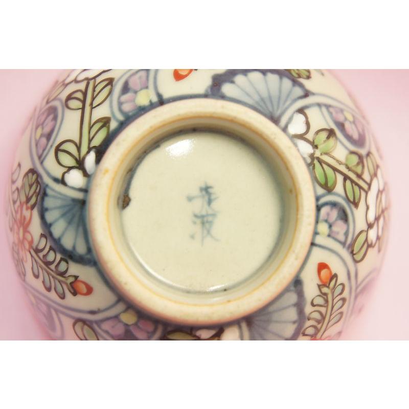 六代 佐藤走波 染錦椿草花文 湯呑み揃 : 食器のみつは