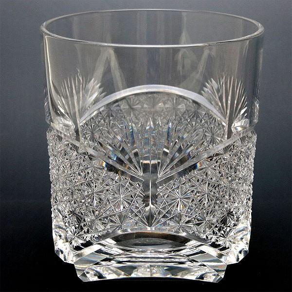 江戸切子 カガミクリスタル ロックグラス 笹っ葉に菊つなぎ 紋 江戸