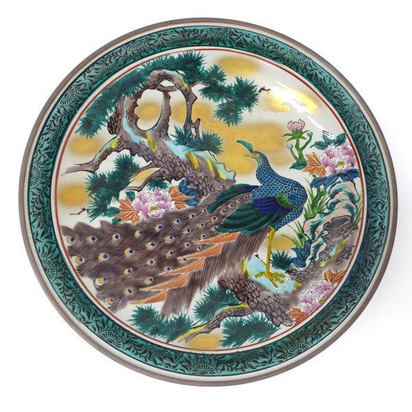 九谷焼 九谷仙春 和食器九谷焼 花鳥色彩 大皿 貫入あり 3535-PK ギフト