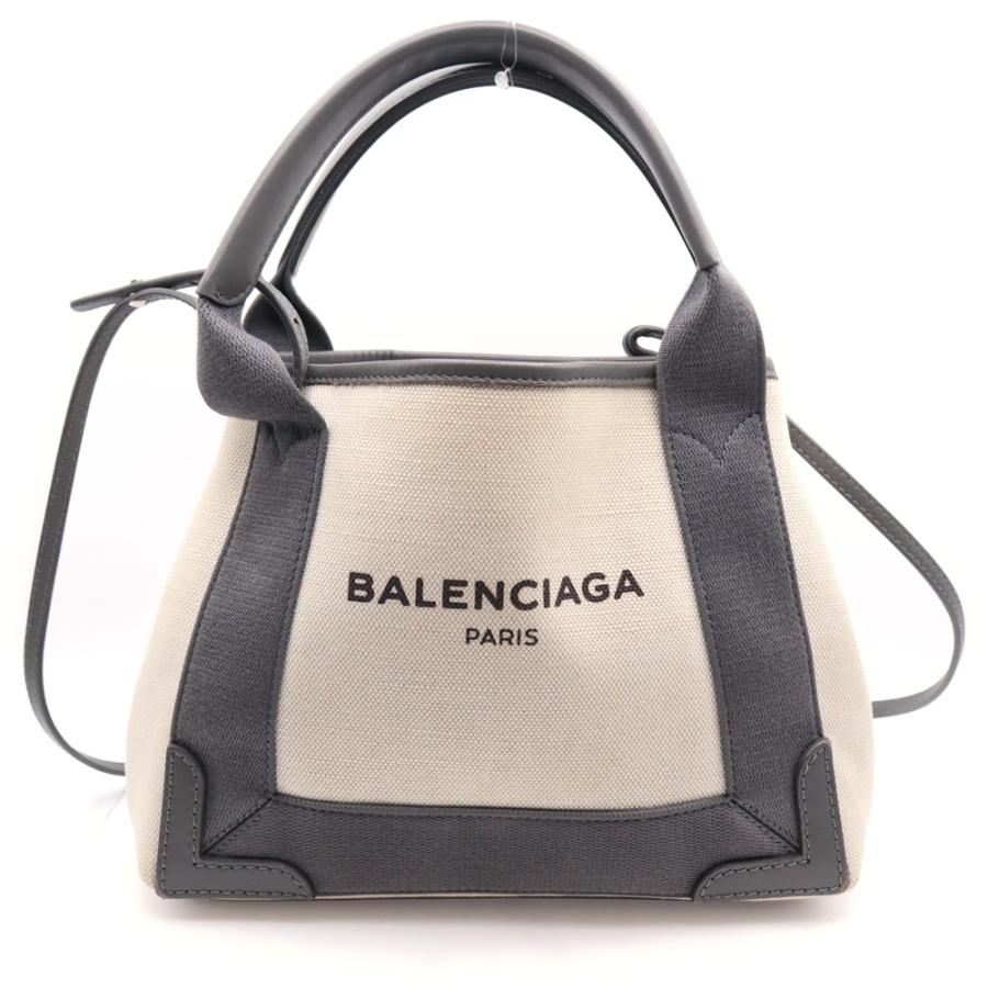 BALENCIAGA（バレンシアガ） ネイビーカバスXS 2WAYトートバッグ 白