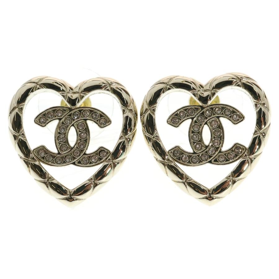 CHANEL（シャネル） ココマーク ロゴ ラインストーン ハート ピアス