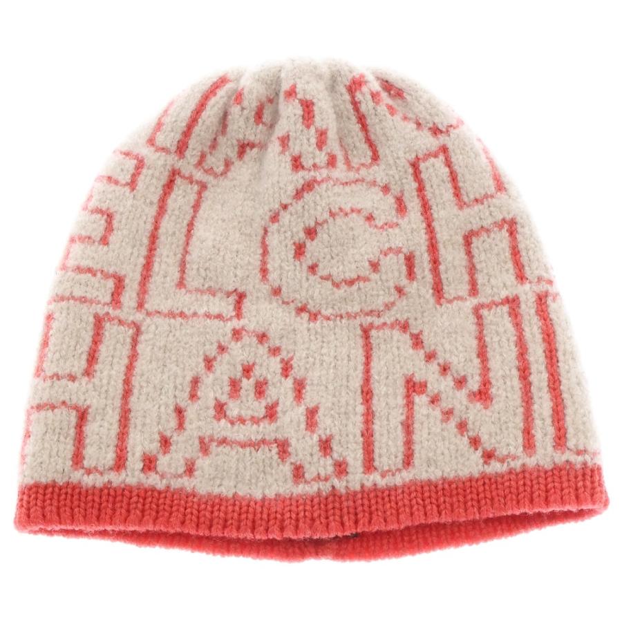 CHANEL（シャネル） ロゴビーニー カシミヤ混 帽子 ベージュ×レッド