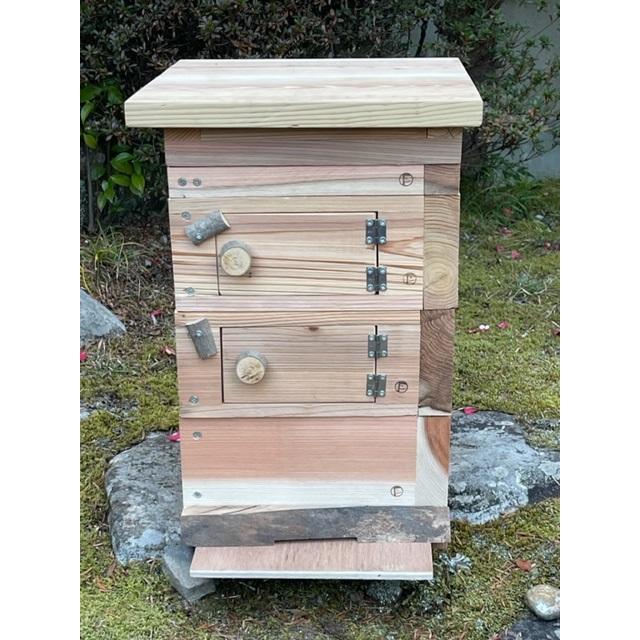 分蜂間近！！観察用窓付き、サイドドア開閉式、日本蜜蜂巣箱、日本