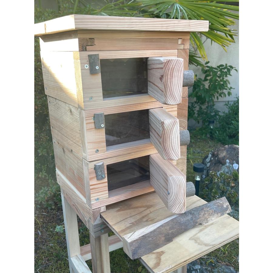 Freddo】日本みつばち用 飼育箱 重箱式巣箱 観察窓3窓付 三角バー