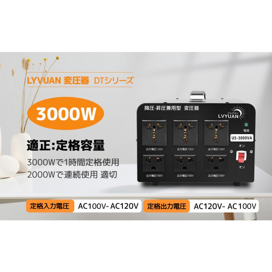 LVYUAN アメリカ国内両用型変圧器 降圧・昇圧兼用型 変圧器 ポータブル