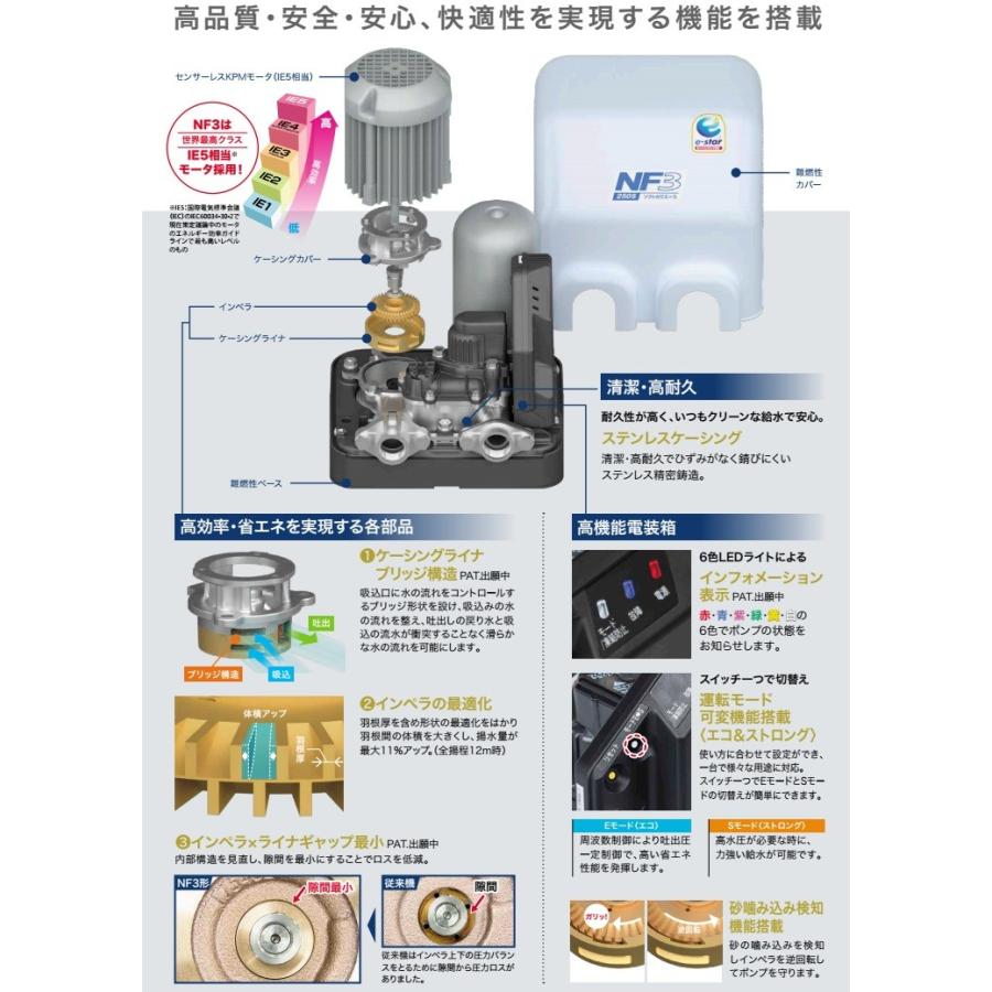 川本ポンプ 井戸ポンプ ソフトカワエース NF3-250S 250W/100V 家庭用