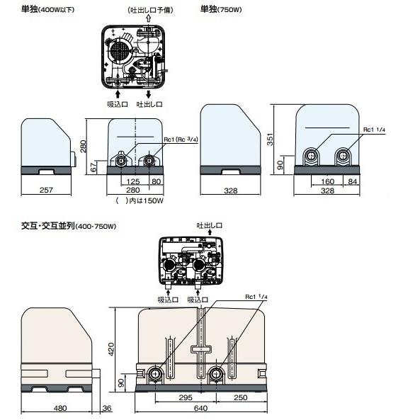 川本 給水ポンプ 温水用ポンプ ソフトカワエース NFH2-250S 250W/100V
