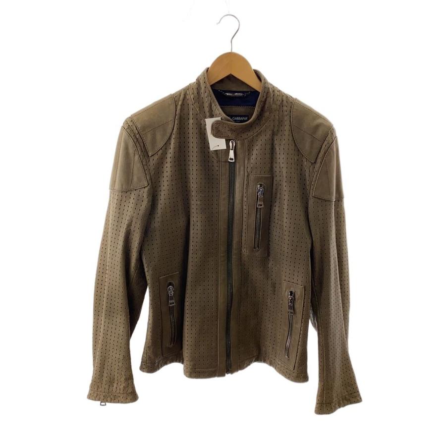 DOLCE&GABBANA◇シングルライダースジャケット/48/レザー/KHK/G9E88L