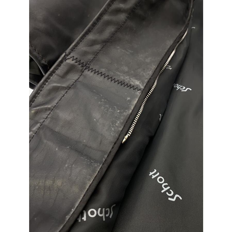 Schott◇シングルライダースジャケット/36/レザー/BLK/無地