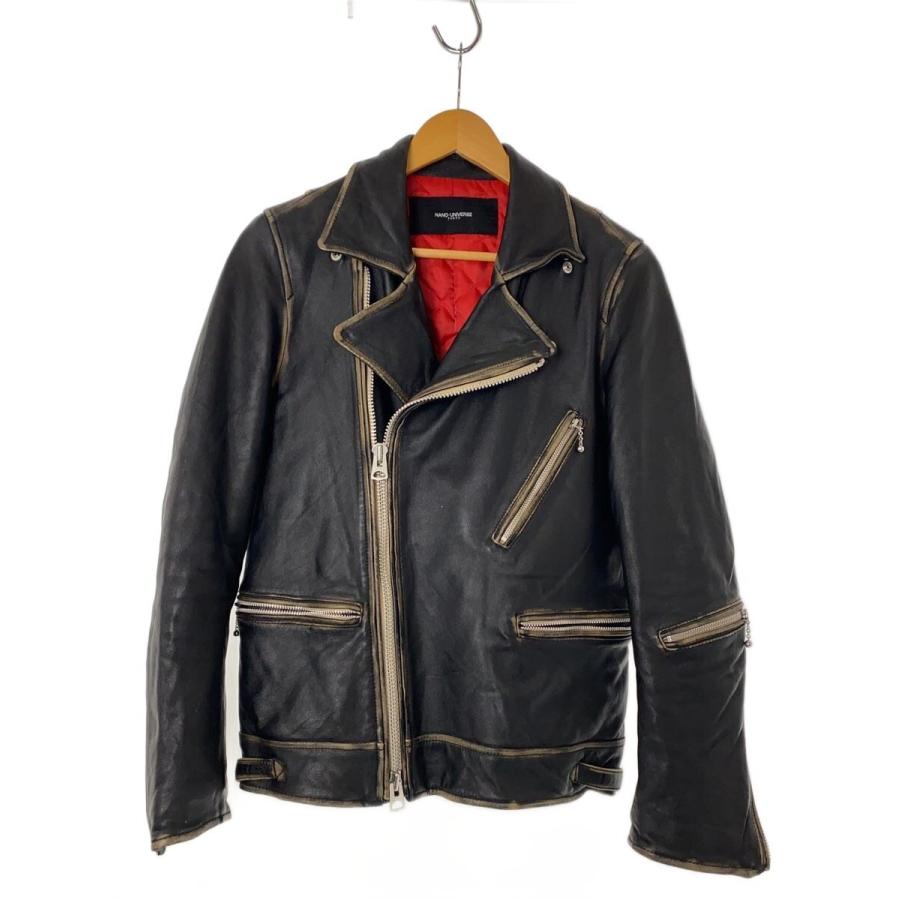nano universe◇ダブルライダースジャケット/S/羊革/BLK/NUC63L01080SH
