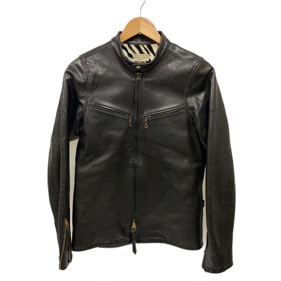 WEST RIDE◇シングルライダースジャケット/38/山羊革/黒/ウエスト