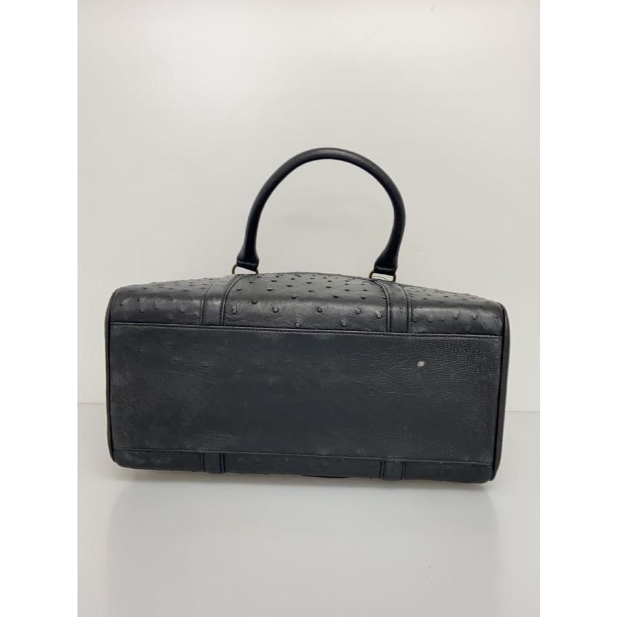 ESTE PARIS/オーストリッチ/ハンドバッグ/レザー/BLK/無地 : セカンド