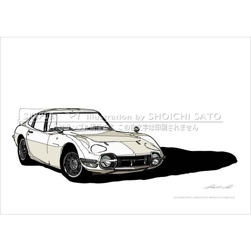 トヨタ 2000GT（ホワイト）」 イラストポスター（A4サイズ） : STUDIO