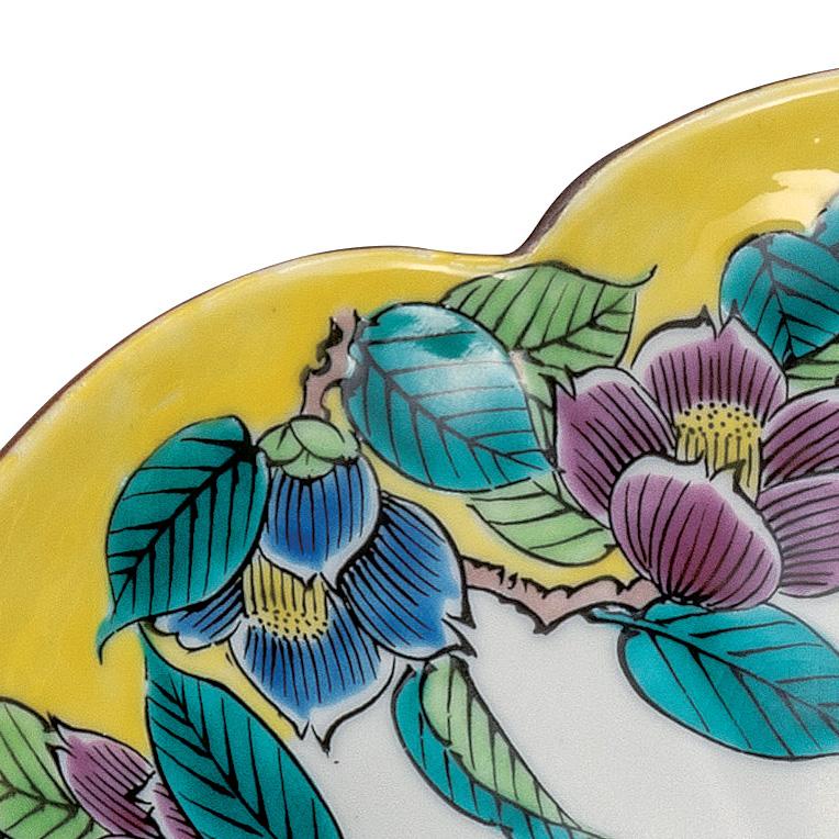 九谷焼 日本の伝統工芸品【九谷焼】 7号鉢 吉田屋椿 (K9-301) : 九谷焼