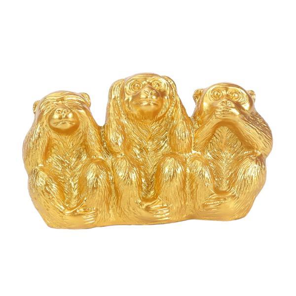 見ざる、聞かざる、言わざる、悪を言わざる猿の置物、猿の彫刻、装飾的