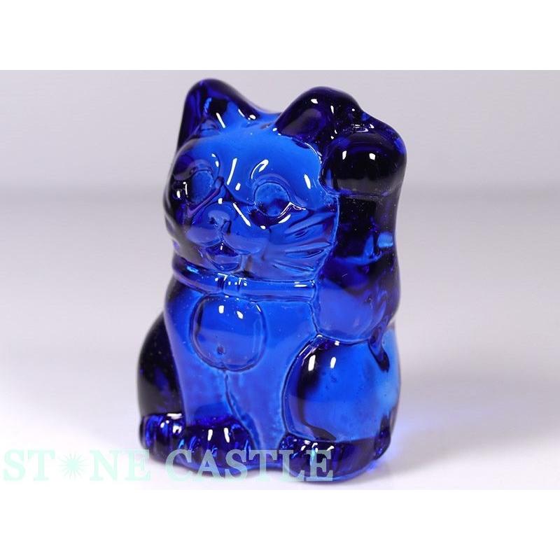 石流通センター 天然石 彫刻置物 招き猫 クリスタルガラス (小) 各色