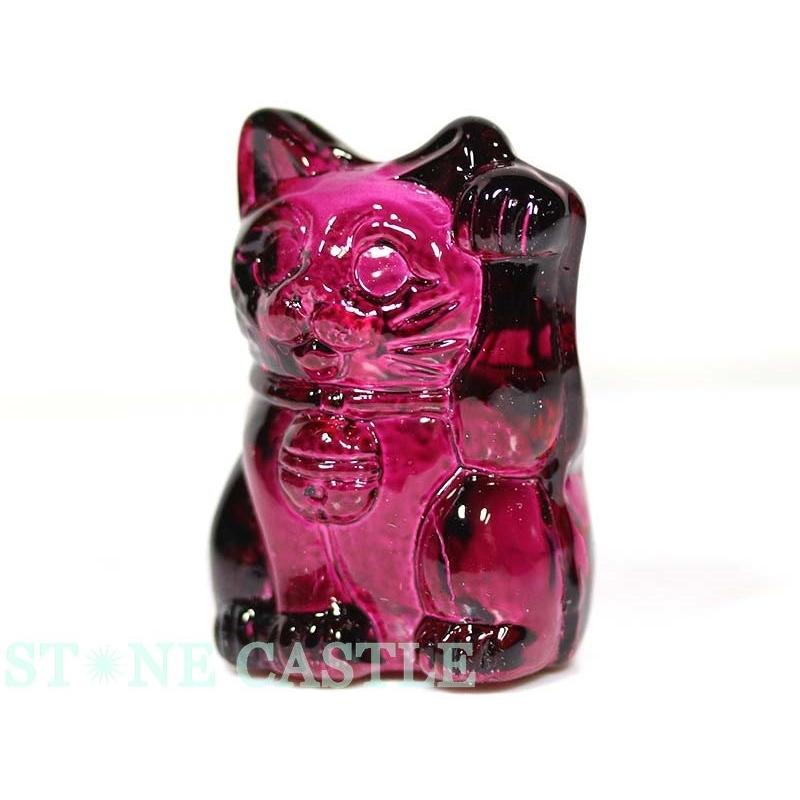 石流通センター 天然石 彫刻置物 招き猫 クリスタルガラス (小) 各色