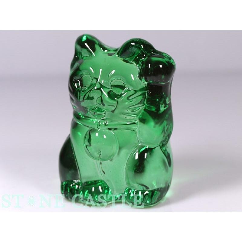 石流通センター 天然石 彫刻置物 招き猫 クリスタルガラス (小) 各色