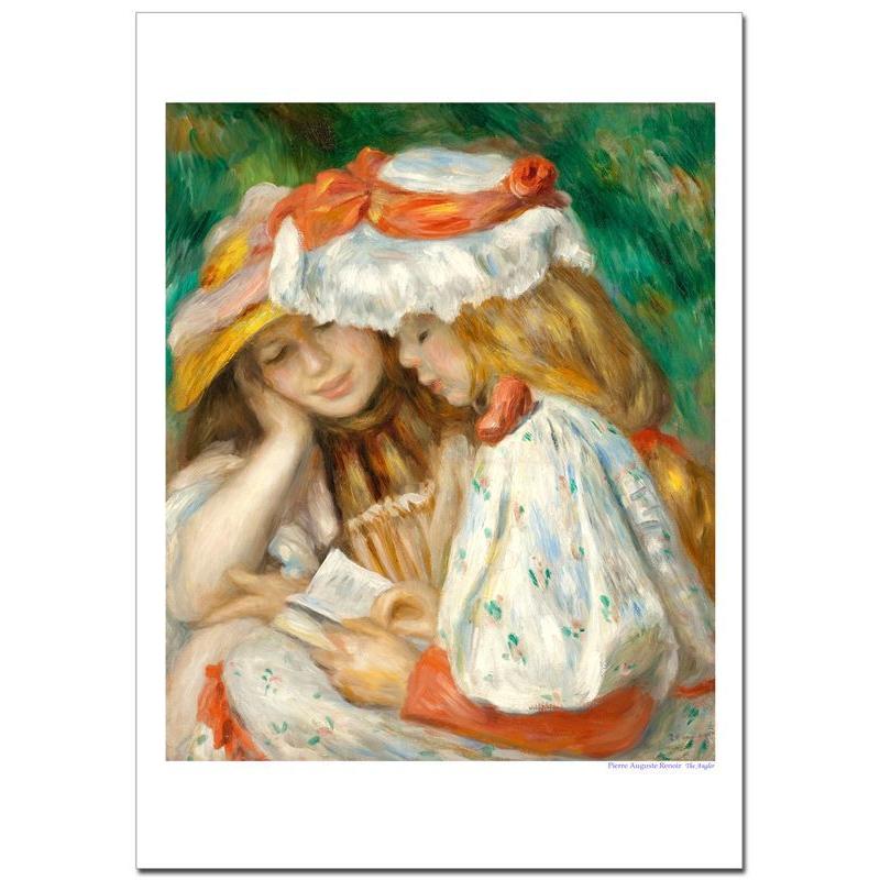 ルノアール読書する少女額付き