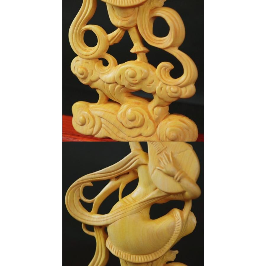 江戸末期一刀彫り高浮彫『天女飛天図』 木造彩漆金箔 木彫欄間飾り