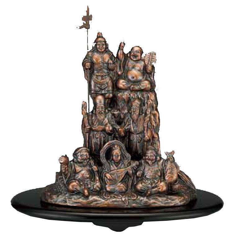 織田幸銅器 夢七福神(銅古色) 214-02 置物 インテリア オブジェ 七福神