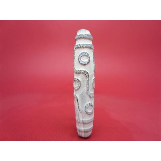 チベット天珠 九眼天珠 約57×11.5mm 稀少手彫り彫刻 一点物 : 天然石