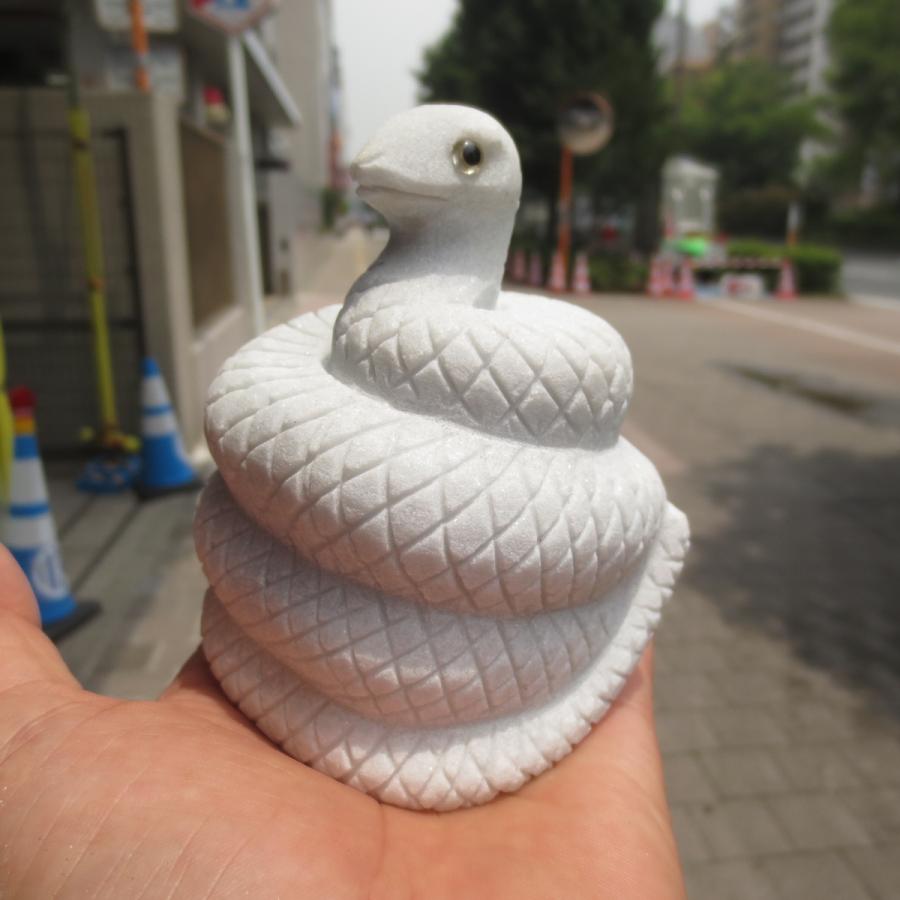 白蛇 財運 金運 白ヘビ 巳神 巳神 ヘビ 陶器製3.5寸 神具 巳様 送料