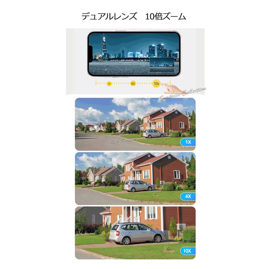 800万画素 防犯カメラ 屋外 10倍ズーム ワイヤレス WiFi 常時録画 人体