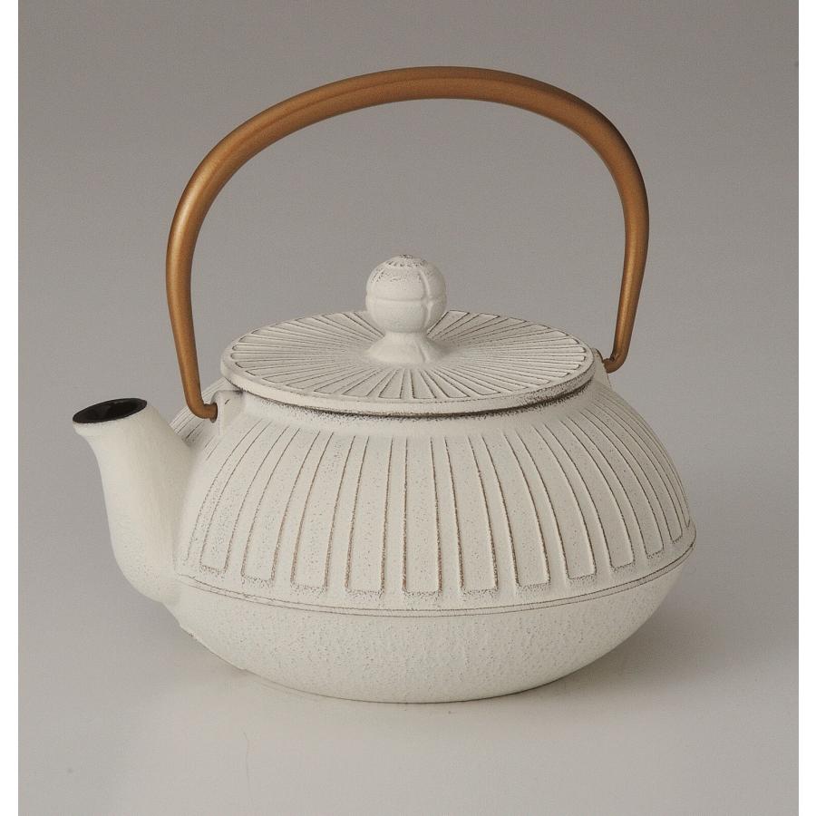 南部鉄器 急須 5型 菊 金/麻色 内面ホーロー 伝統工芸品 ホーロー 花