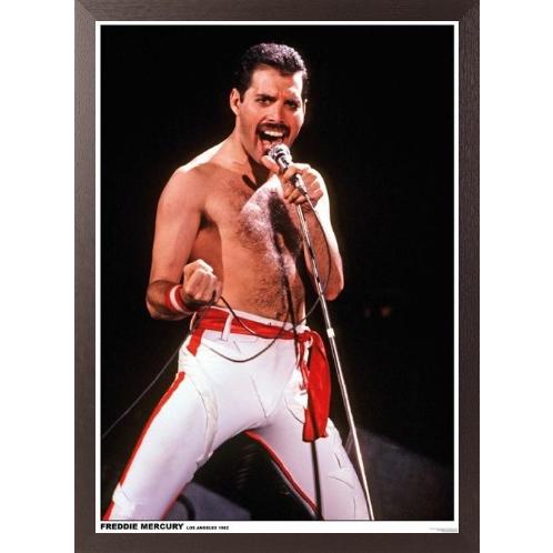 フレディ・マーキュリー クイーン ポスター ロサンジェルス1982 木製