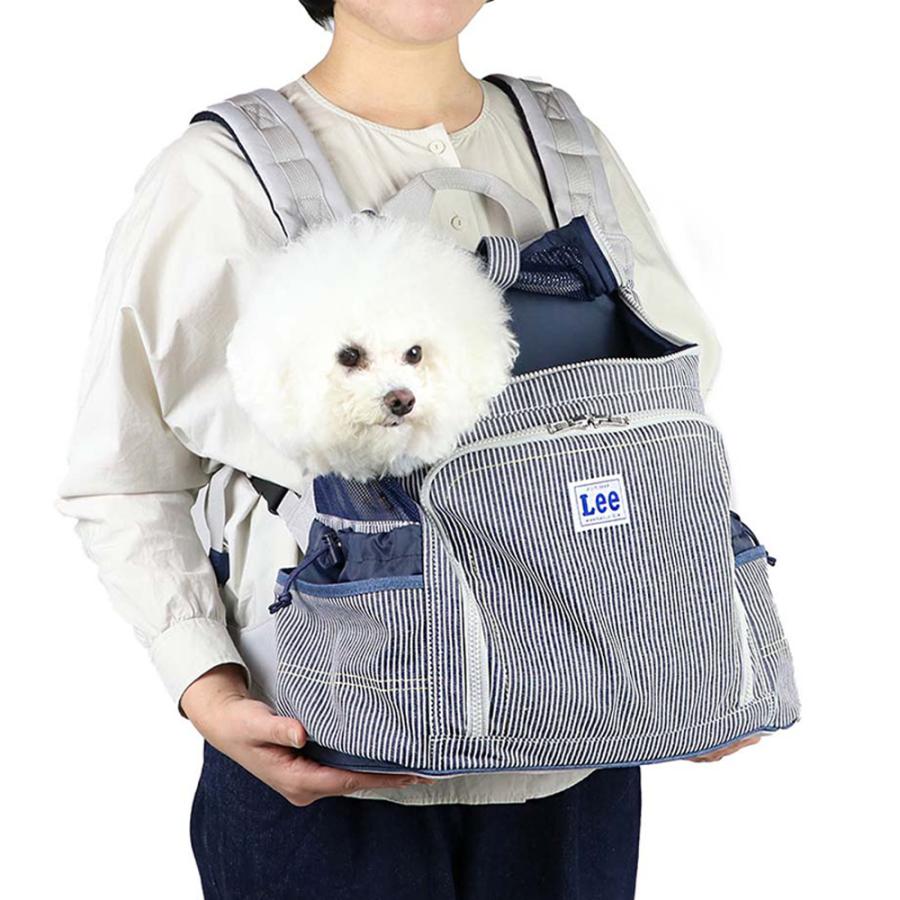 Lee（リー） 犬 キャリーバッグ 底板付き リュック 小型犬 ヒッコリー