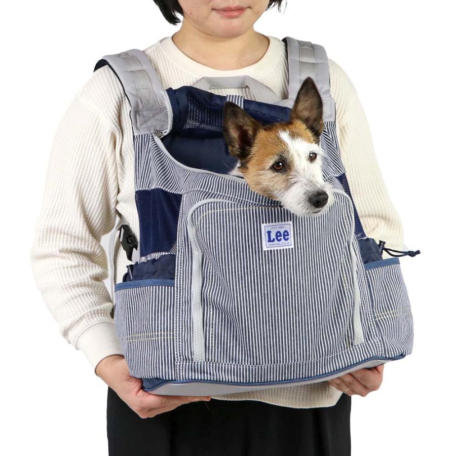 Lee（リー） 犬 キャリーバッグ 底板付き リュック 小型犬 ヒッコリー