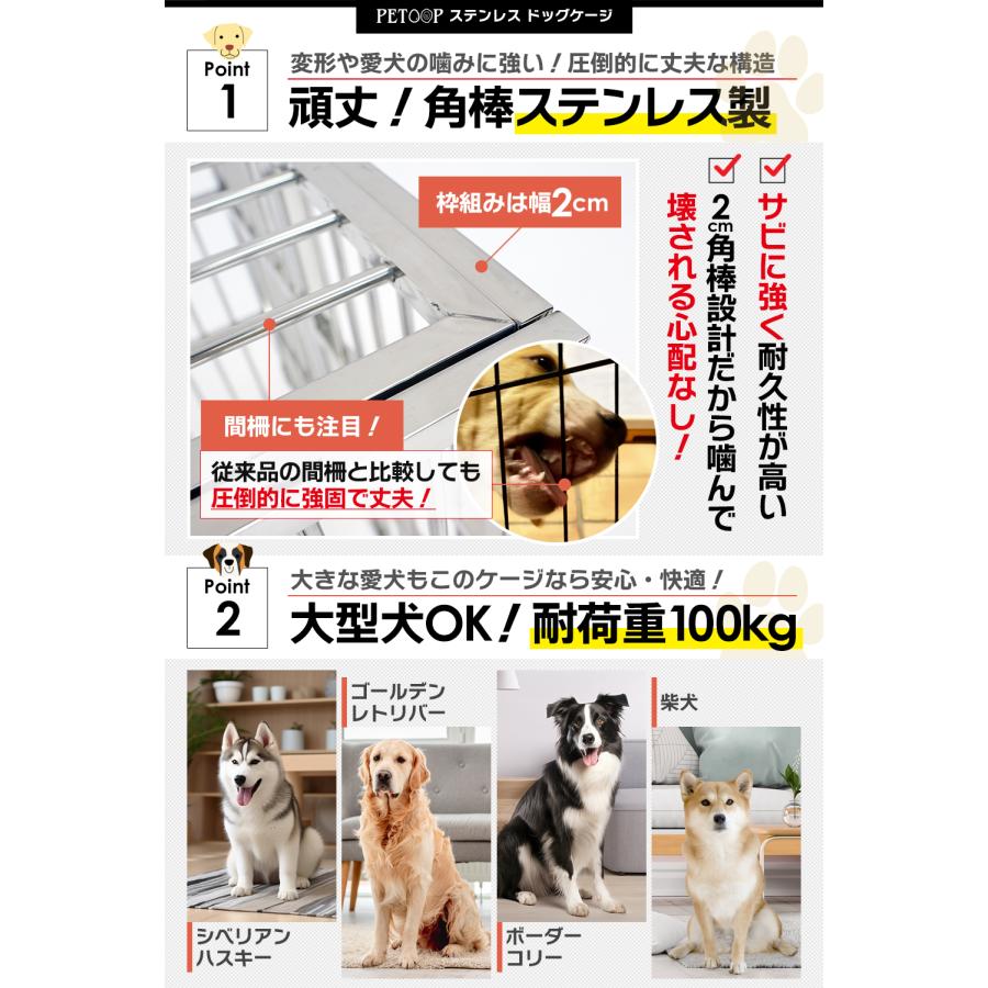 犬小屋 犬 ケージ ゲージ 小型犬 中型犬 大型犬対応 ステンレス製
