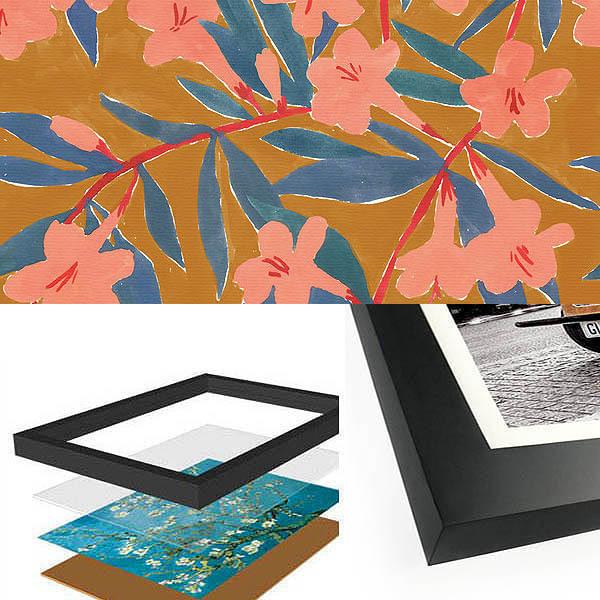 単品 33×33cm アートパネル 枠付きフレーム絵画 テキスタイル 花